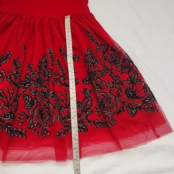 KNITSWORKS Red and Black Floral Sleeveless Dress. Size 7. Special Occasion. - Picture 13 of 15